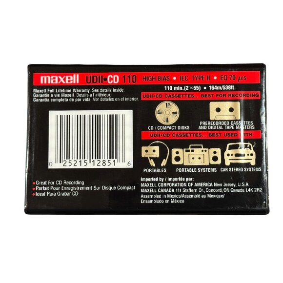 Maxell UDII 110 Type II High Bias Audio Cassette Tapes Lot of 4 Factory Sealed - Picture 5 of 7